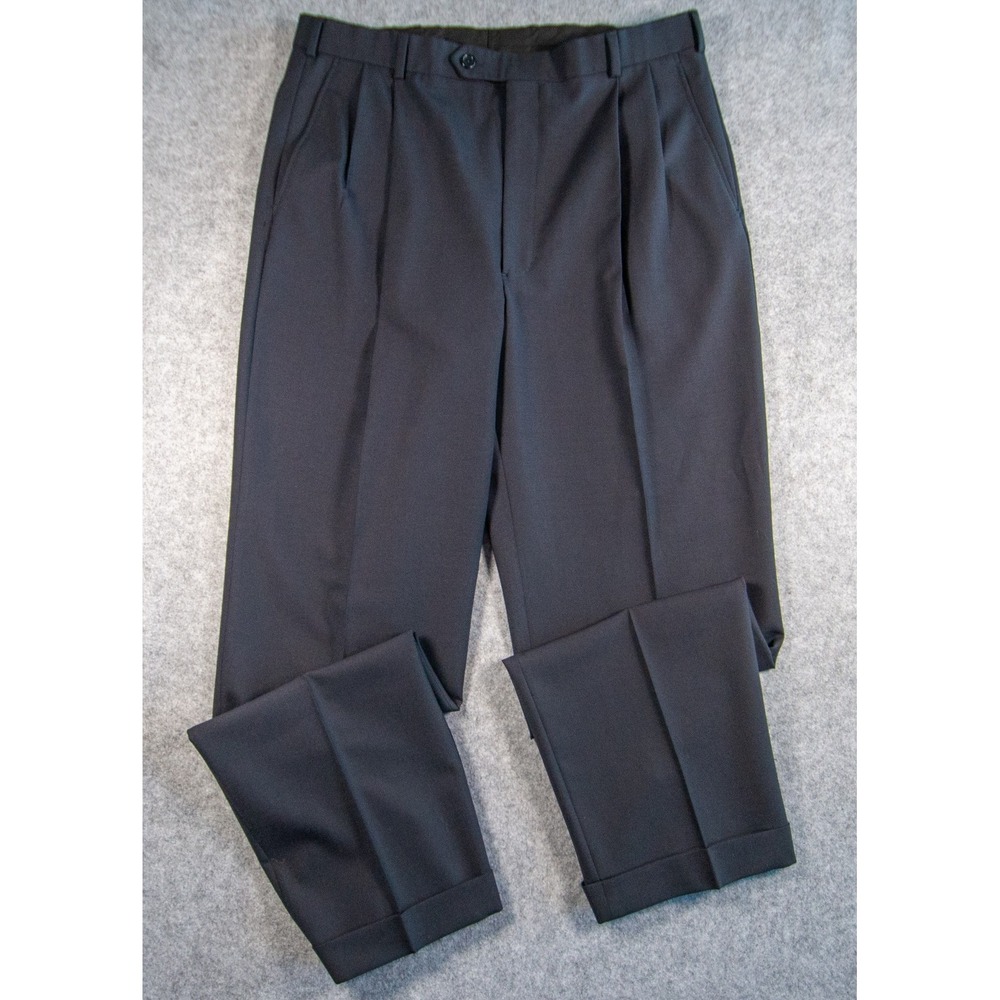 Vintage Brooks Brothers Pleated Wool Trousers Pants Men 36 Dark Gray Y2K